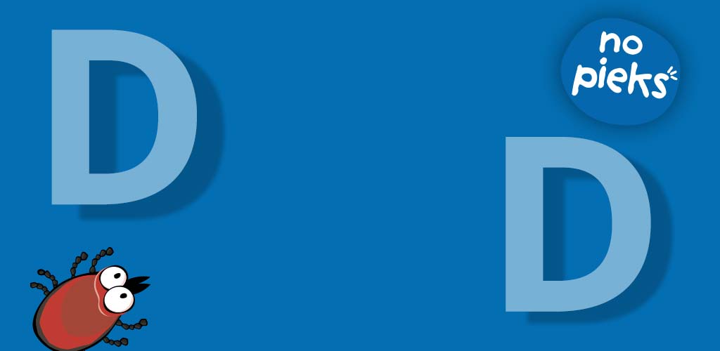 Transparent weißes D auf blauem Hintergrund.