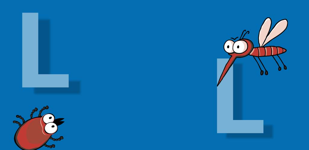 Transparent weißes L auf blauem Hintergrund.