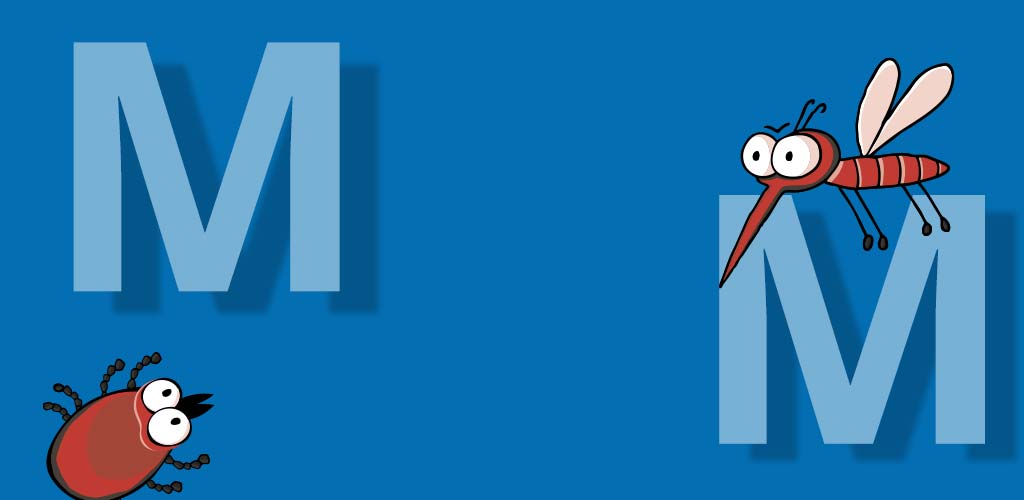 Transparent weißes M auf blauem Hintergrund.