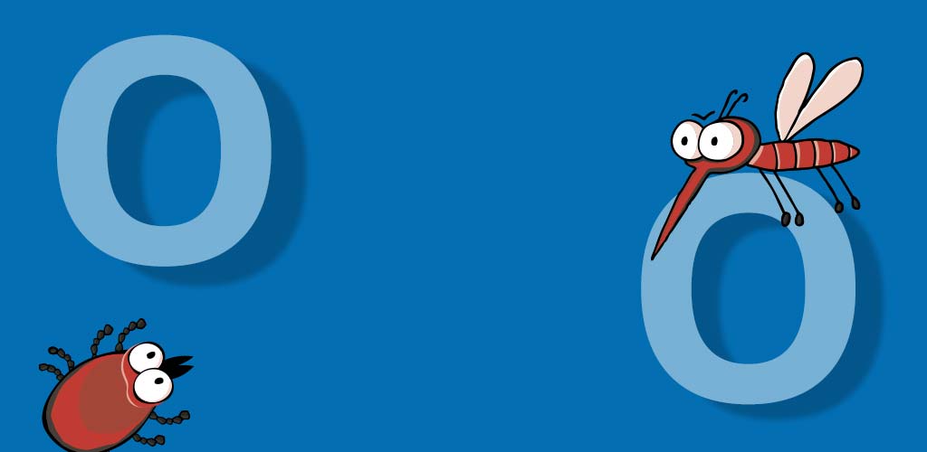 Transparent weißes O auf blauem Hintergrund.