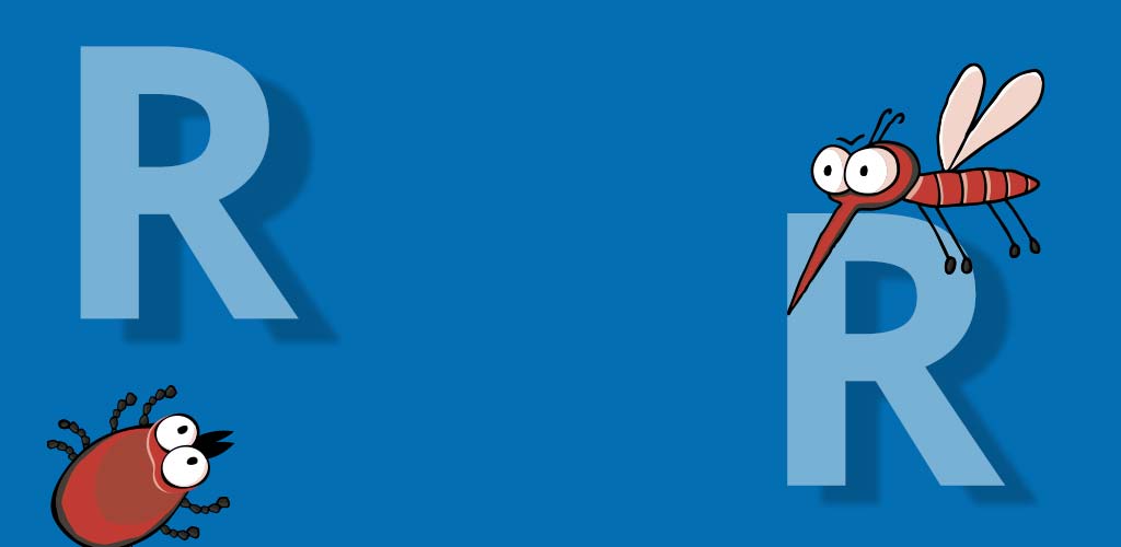 Transparent weißes R auf blauem Hintergrund.