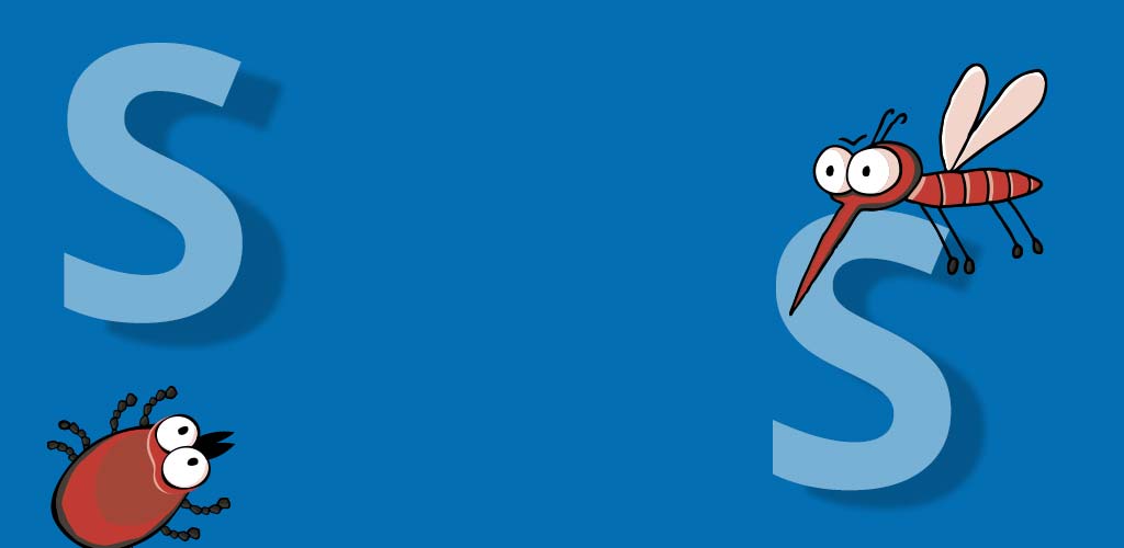 Transparent weißes S auf blauem Hintergrund.