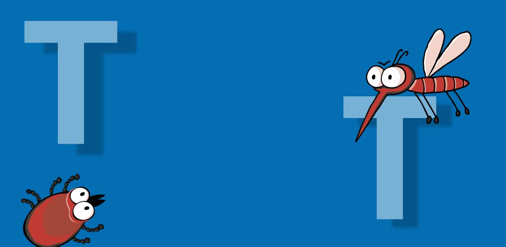 Transparent weißes T auf blauem Hintergrund.