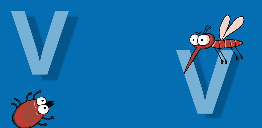 Transparent weißes V auf blauem Hintergrund.