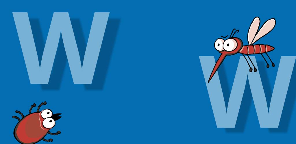 Transparent weißes W auf blauem Hintergrund.