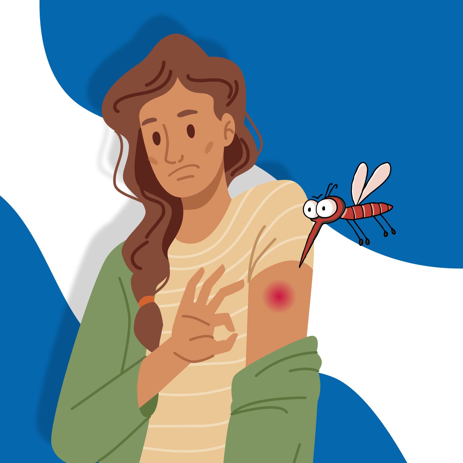 Comic einer Frau, die einen Stich hat.