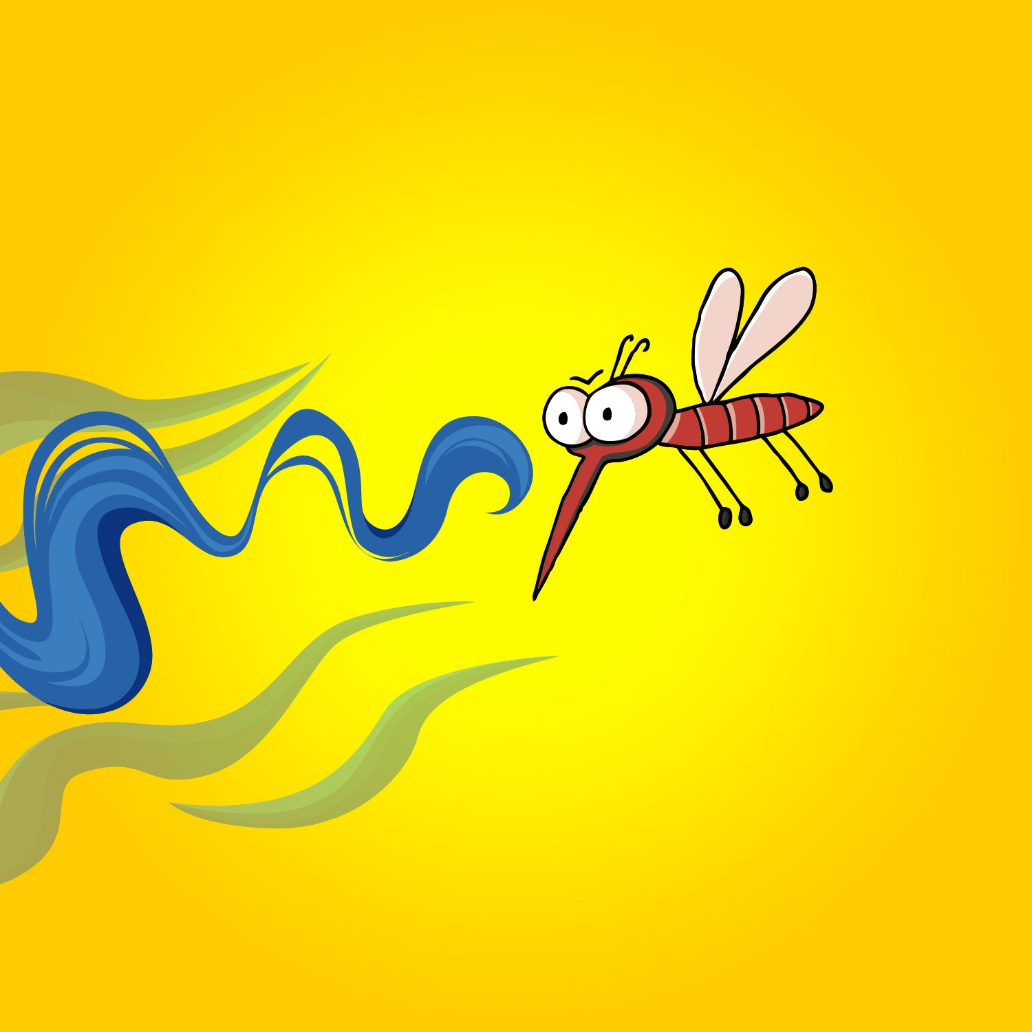 Comic einer Mücke, die einem Geruch folgt.