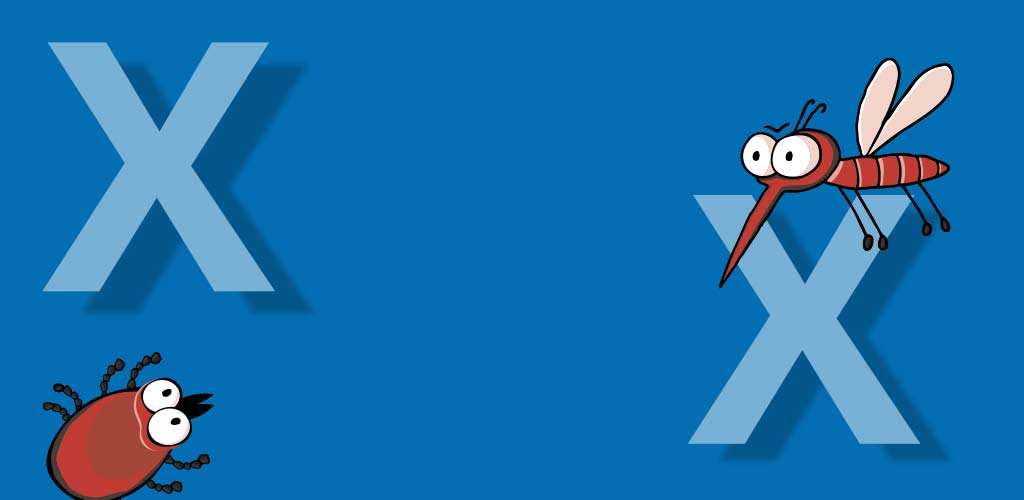 Transparent weißes X auf blauem Hintergrund.