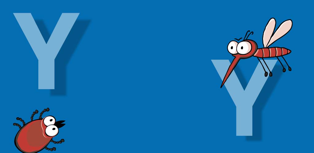 Transparent weißes Y auf blauem Hintergrund.