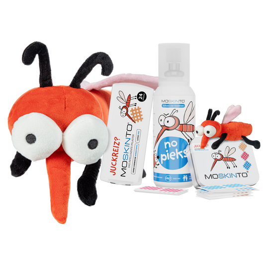Kombipaket von Mücke groß, Schiebebox, no pieks, Familiendose und Mücke mini.